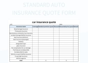 Standard Auto Insurance Quote Form Excel Template And Google Sheets ...